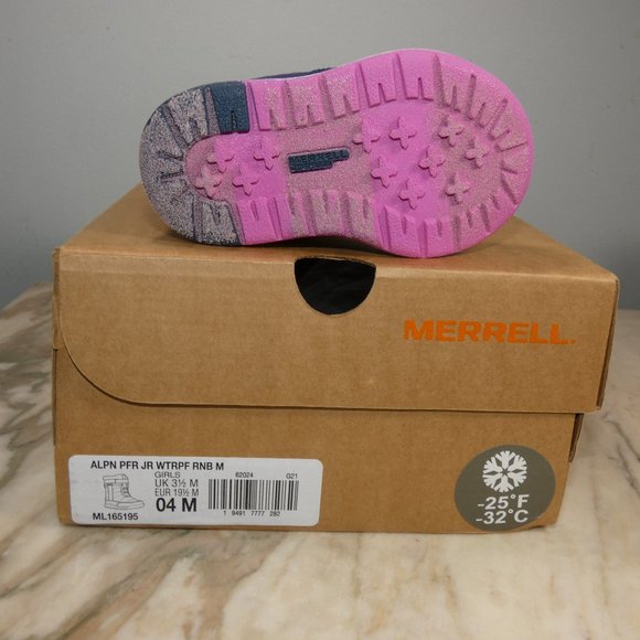 NiB Merrell Alpine Puffer JR Waterproof Backpacking Boot Rainbow Multi 4 Unisex - Picture 10 of 12